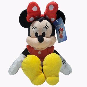 Disney Minnie Mouse 16 inch Plush Red Polka Dot Dress Bow Stuffed Animal Toy